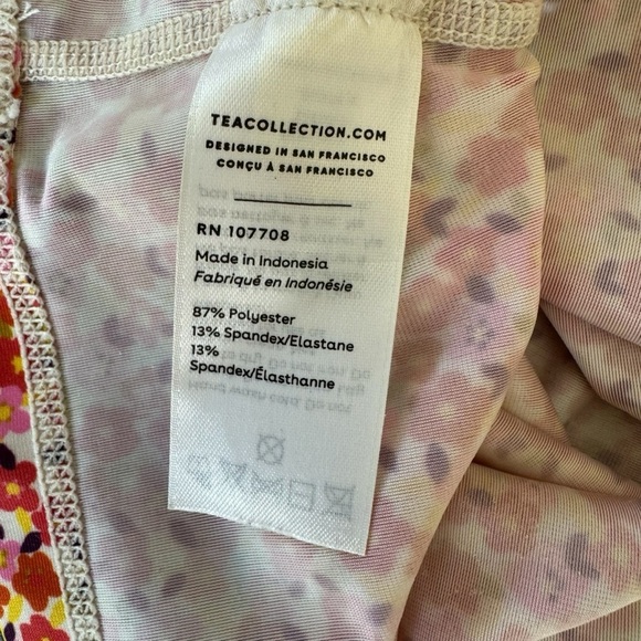 Tea collection Swim Top Rushguard Short Sleeve Floral Girls Size 10 - Picture 4 of 4
